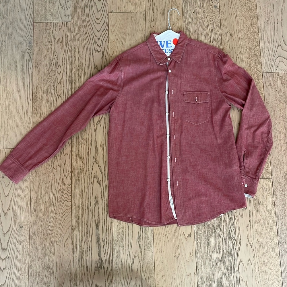Red mens rag n bone button up
